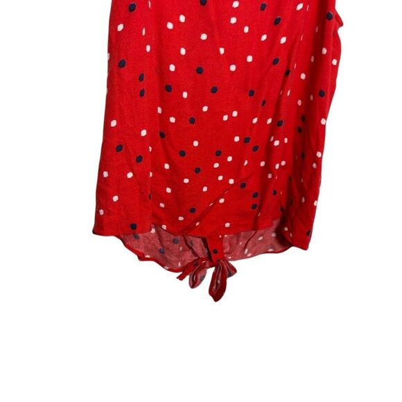 Urban Romantics Tank Top Women's Medium Red Polka Dot Button Up Tie Casual - Picture 3 of 8